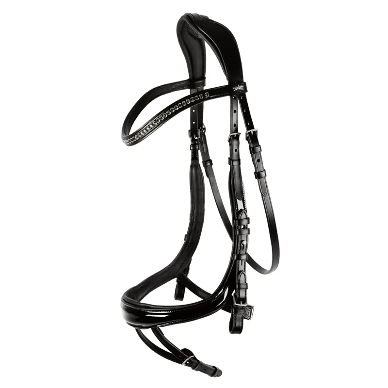 Schockemohle Equitus Beta Anatomic Bridle - Patent Black/Silver